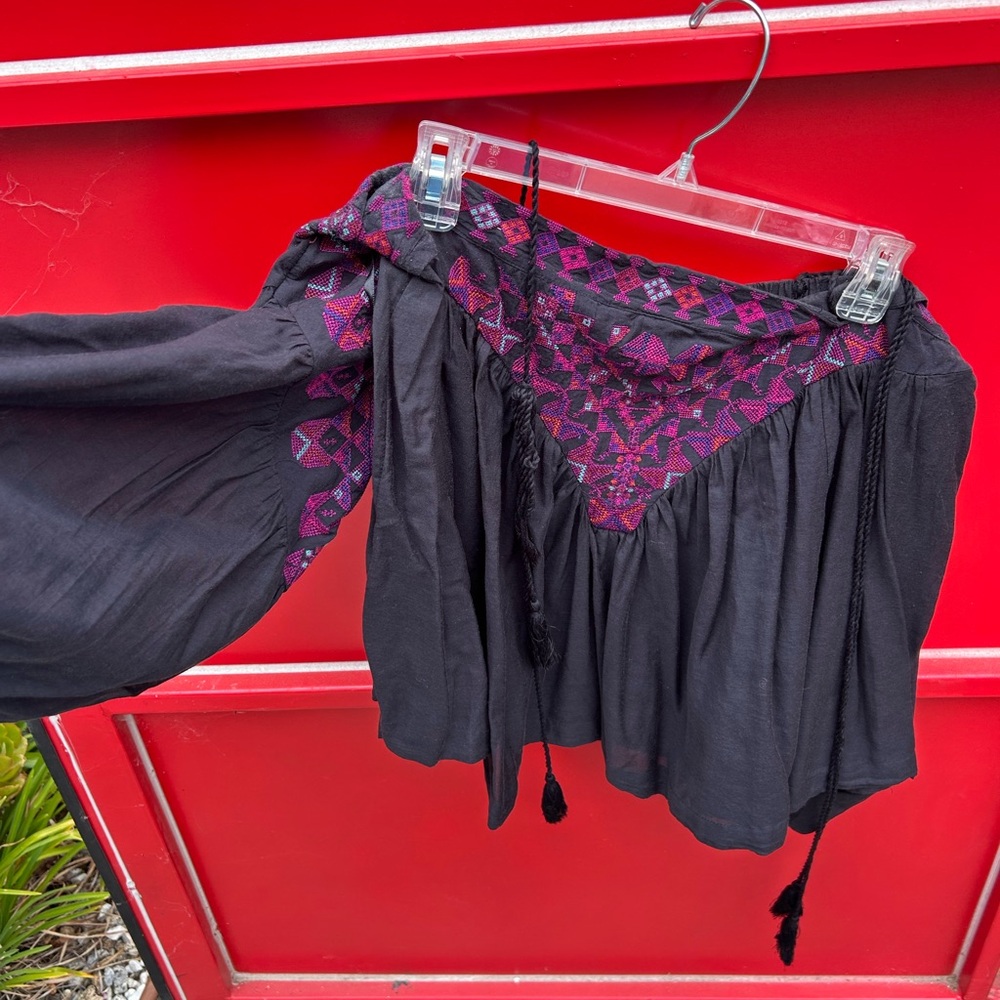 Black and Pink Bohemian Blouse